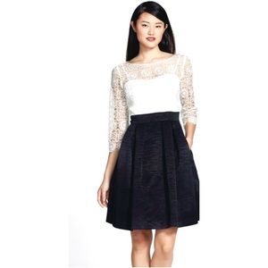 Eliza J Lace & Faille Fit & Flare Dress